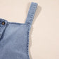 Wide Strap Denim Overalls with Pockets