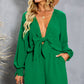 Tied Flounce Sleeve Plunge Romper