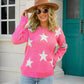 Angel Wings Star Round Neck Dropped Shoulder Sweater