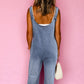 Wide Strap Denim Overalls with Pockets