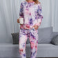 Shiny Tie-Dye Crewneck Top and Drawstring Waist Joggers Lounge Set