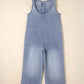 Wide Strap Denim Overalls with Pockets