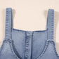 Wide Strap Denim Overalls with Pockets