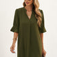 Puff Sleeve Notched Mini Shift Dress