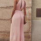 Accordion Pleated Belted Grecian Neck Sleeveless Jumpsuit
