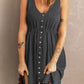 Button Front Empire Waist Sleeveless Slit Dress