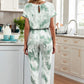 Tie-Dye Short Sleeve Jumpsuit with Pockets