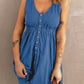 Button Front Empire Waist Sleeveless Slit Dress
