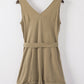 Tie-Waist Buttoned Plunge Sleeveless Romper