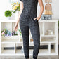 Heathered Drawstring Waist V-Neck Jumpsuit