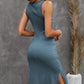 Crisscross Cutout Scoop Neck Slit Midi Dress