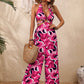 Abstract Print Halter Neck Cutout Wide Leg Jumpsuit