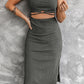 Crisscross Cutout Scoop Neck Slit Midi Dress