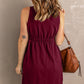 Button Front Empire Waist Sleeveless Slit Dress
