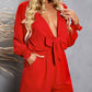 Tied Flounce Sleeve Plunge Romper