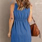 Button Front Empire Waist Sleeveless Slit Dress