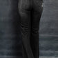 Distressed Raw Hem Flare Jeans