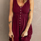 Button Front Empire Waist Sleeveless Slit Dress