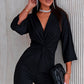 Twisted Plunge Three-Quarter Sleeve Jumpsuit