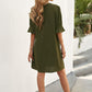 Puff Sleeve Notched Mini Shift Dress