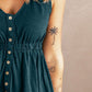 Button Front Empire Waist Sleeveless Slit Dress