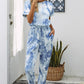 Tie-Dye Short Sleeve Jumpsuit with Pockets