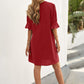 Puff Sleeve Notched Mini Shift Dress