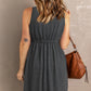 Button Front Empire Waist Sleeveless Slit Dress