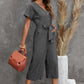Button Front Belted Cropped Jumpsuit with Pockets