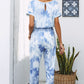 Tie-Dye Short Sleeve Jumpsuit with Pockets