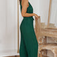 Accordion Pleated Belted Grecian Neck Sleeveless Jumpsuit
