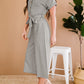 Button Front Belted Cropped Jumpsuit with Pockets