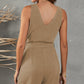 Tie-Waist Buttoned Plunge Sleeveless Romper