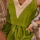 Swiss Dot Contrast Tie Waist Romper