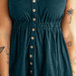 Button Front Empire Waist Sleeveless Slit Dress
