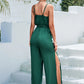 Tie Belt Spaghetti Strap Slit Jumpsuit