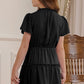 Girls Frilled Notched Neck Puff Sleeve Dress