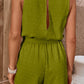 Swiss Dot Contrast Tie Waist Romper