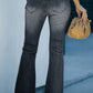Distressed Button-Fly Flare Jeans