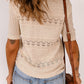 Short Sleeve Openwork Knit Sweater
