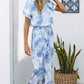 Tie-Dye Short Sleeve Jumpsuit with Pockets