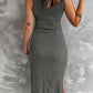 Crisscross Cutout Scoop Neck Slit Midi Dress