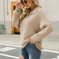 Horizontal Ribbing Johnny Collar Sweater