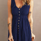 Button Front Empire Waist Sleeveless Slit Dress