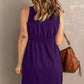 Button Front Empire Waist Sleeveless Slit Dress