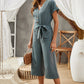 Button Front Belted Cropped Jumpsuit with Pockets
