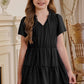 Girls Frilled Notched Neck Puff Sleeve Dress