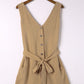 Tie-Waist Buttoned Plunge Sleeveless Romper