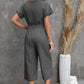 Button Front Belted Cropped Jumpsuit with Pockets