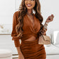 Twist Front Ruched Cutout Mini Dress